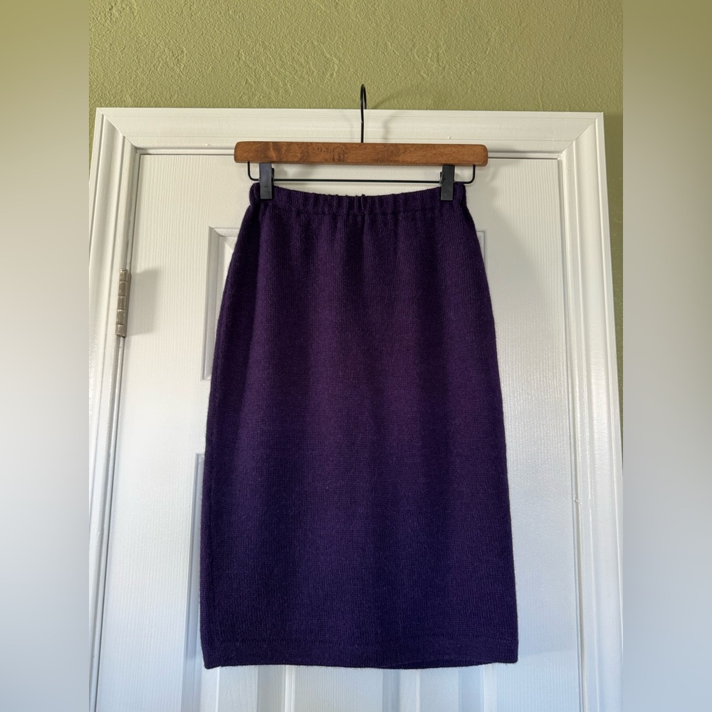 100% Alpaca Handmade Peruvian Connection Deep Purple Pencil Skirt Vintage